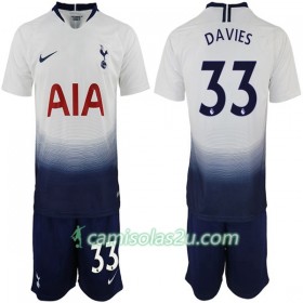 Camisolas de Futebol Tottenham Hotspur Davies 33 Criança Equipamento Principal 2018/19 Manga Curta
